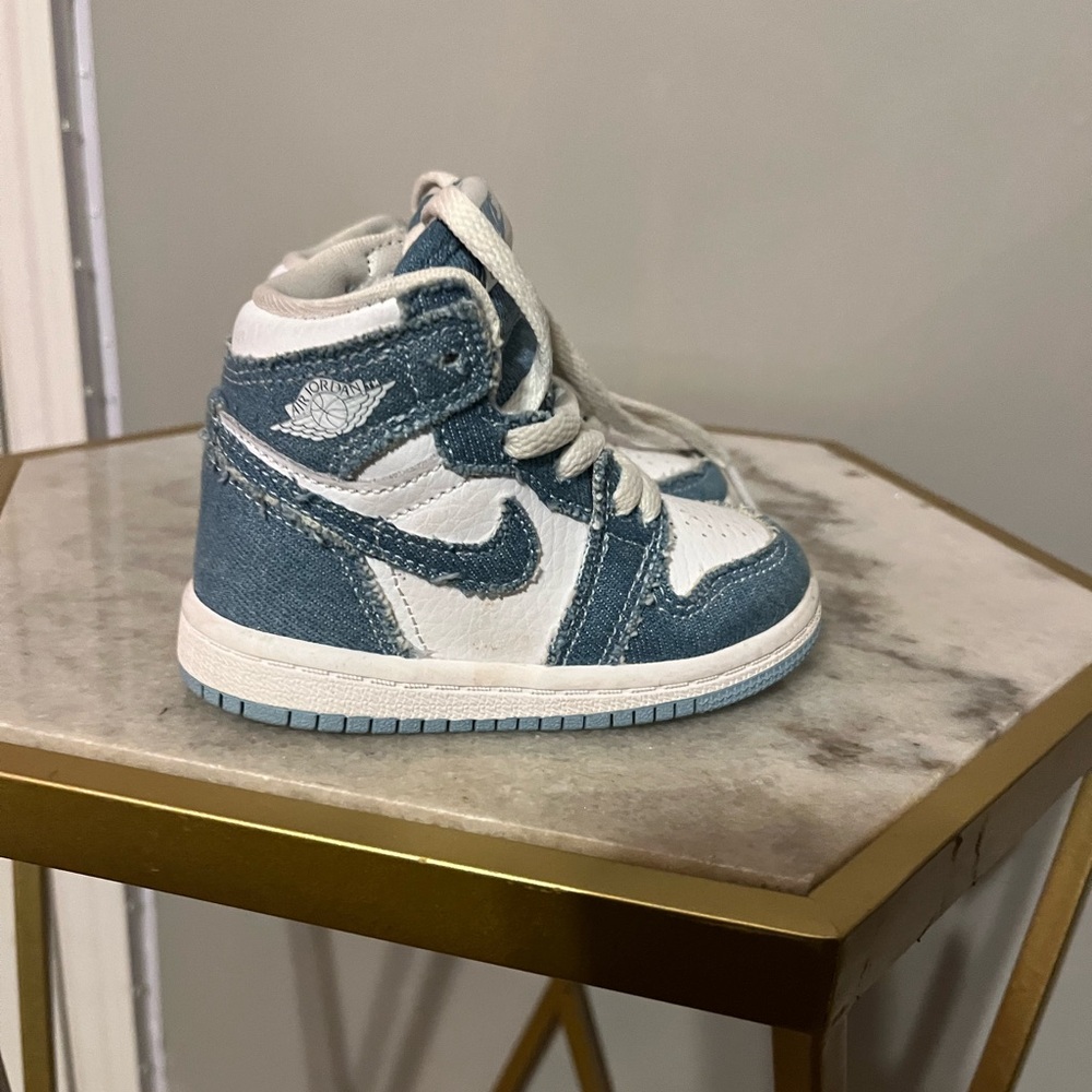 Jordan 1 Denim Blue and White Sneakers